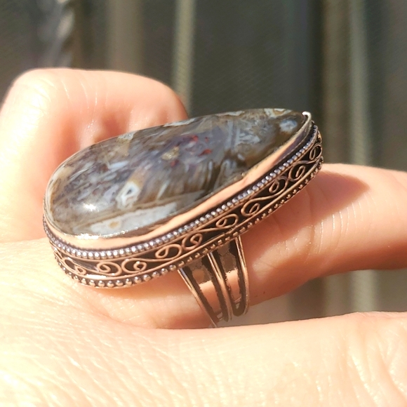 New Stick Agate 925 Silver Statement Ring. - Picture 10 of 16